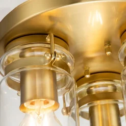 Deckenlampe Metall Glas B: 28,2 cm in Messing gebürstet E27