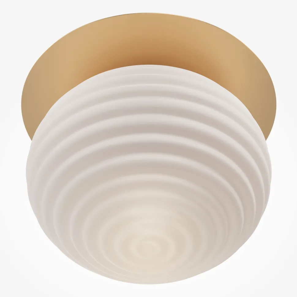 Deckenlampe Metall Glas E27 D: 35 cm rund in Gold Weiß