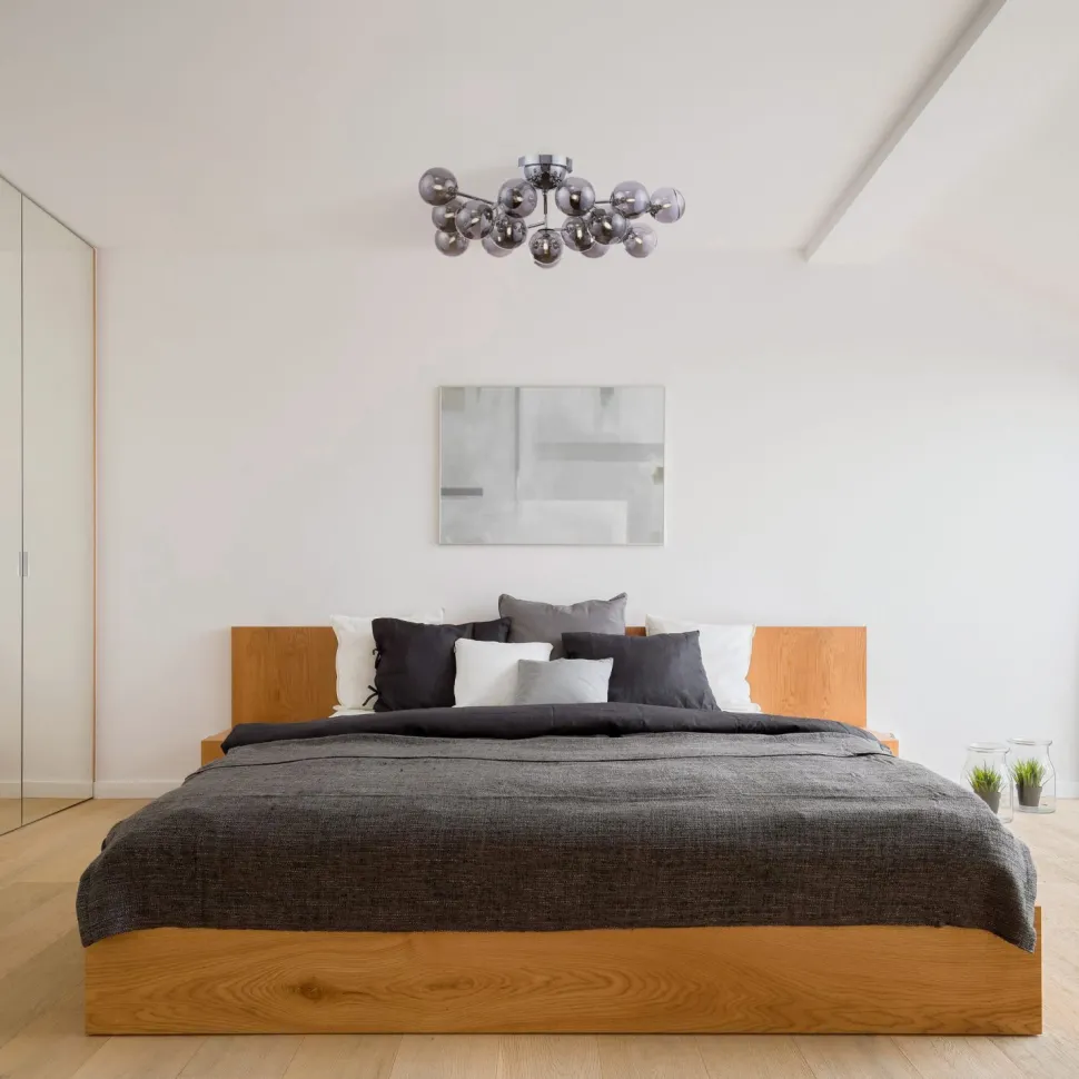 Deckenlampe Metall Glas G9 75 cm breit Chrom Rauchgrau