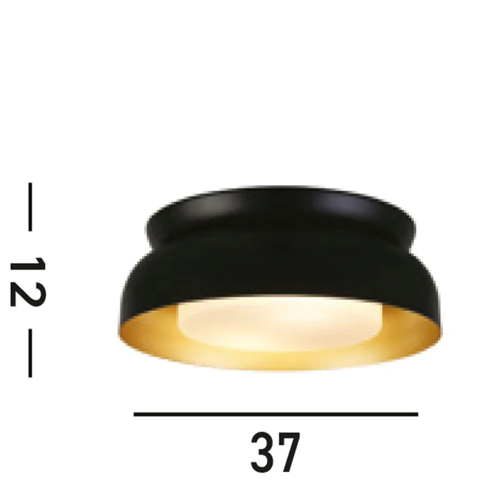 Deckenlampe Metall in Schwarz Gold E14 B:36,5 cm rund