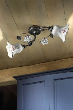 Deckenlampe Metall Keramik E14 2-flammig Landhaus