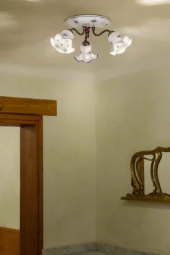 Deckenlampe Metall Keramik E14 3-flammig Landhaus Stil