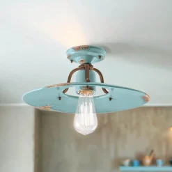 Deckenlampe Metall Keramik E27 D: 40 cm rund Vintage