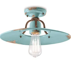 Deckenlampe Metall Keramik E27 D: 40 cm rund Vintage