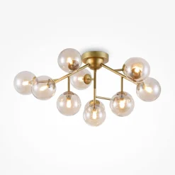 Deckenlampe Metall Rauchglas G9 60 cm breit Kugelschirm