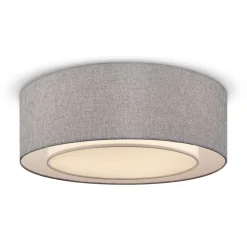 Deckenlampe Metall Stoff E27 Ø 52 cm Chrom Grau rund