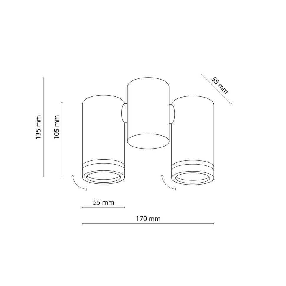 Deckenlampe Metall Weiß verstellbar L: 17 cm GU10 2-flammig