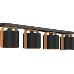 Deckenlampe Modern Stoff Holz Metall E27 110 cm 4-flmg