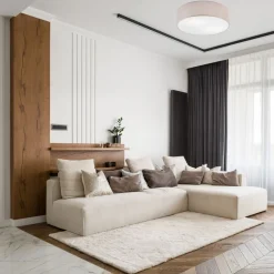 Deckenlampe rund Ø 45 cm für 2x E27 Stoff blendarm Modern