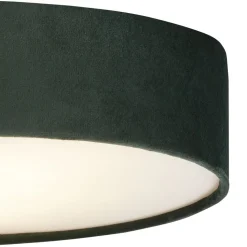 Deckenlampe rund Ø 38 cm H: 10 cm Samt Schirm Grün 2x E27