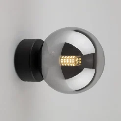 Deckenlampe rund Ø 12 cm H: 15 cm klein Rauchglas G9 Kugel