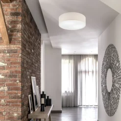 Deckenlampe rund Ø 45 cm Modern Stoffschirm Creme 2x E27