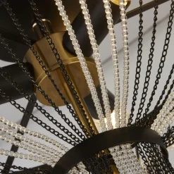 Deckenlampe rund Ø 40 cm Schwarz Kettel Metall Acryl Kristall