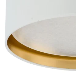Deckenlampe rund Ø 45 cm Weiß Gold blendarm Stoffschirm