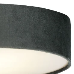 Deckenlampe Samt Schirm rund Ø 38 cm klein Grau 2x E27