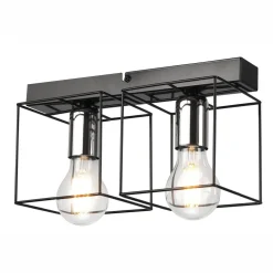 Deckenlampe Schwarz Chrom 2-flammig E27 Metall Modern