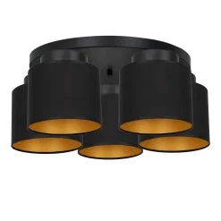 Deckenlampe Schwarz Gold Stoff Modern E27