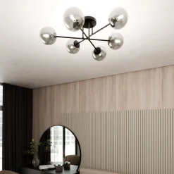 Deckenlampe Schwarz Graphit E14 Glas Metall