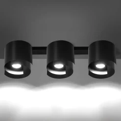 Deckenlampe Schwarz Metall Design rund 3x GU10