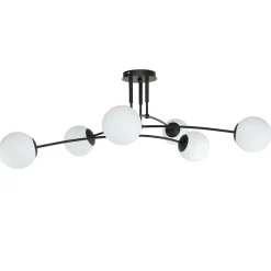 Deckenlampe Schwarz Weiß 6x E14 Modern Metall Glas