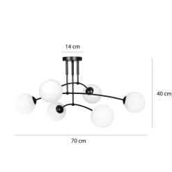 Deckenlampe Schwarz Weiß 6x E14 Modern Metall Glas