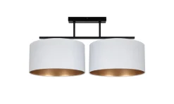 Deckenlampe Stoff blendarm Schwarz Weiß Gold E27 70 cm