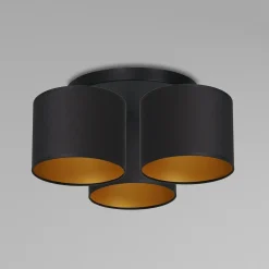 Deckenlampe Stoff Metall Schwarz Gold Ø45 cm blendarm