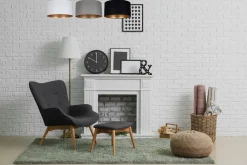 Deckenlampe Stoff Weiß Graphit Schwarz E27 100 cm lang