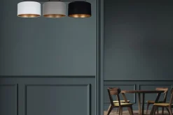 Deckenlampe Stoff Weiß Graphit Schwarz E27 100 cm lang