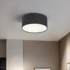 Deckenlampe Stoffschirm Ø31 cm rund E27 in Schwarz