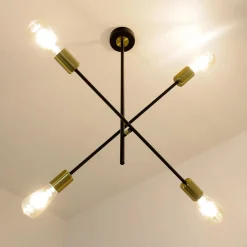 Deckenlampe verstellbar Retro 4x E27 Metall Schwarz