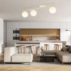 Deckenlampe Weiß Gold 80 cm Glas Metall dekorativ