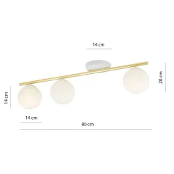 Deckenlampe Weiß Gold 80 cm Glas Metall dekorativ