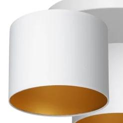 Deckenlampe Weiß Gold Stoff Metall E27 Ø45 cm blendarm