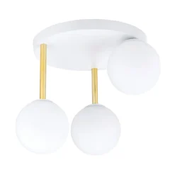 Deckenlampe Weiß Gold 3x E14 Glas Metall blendarm