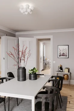 Deckenlampe Weiß matt B: 30 cm 3-flammig G9 Metall Glas