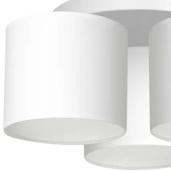 Deckenlampe Weiß Stoff Metall E27 rund Ø45 cm blendarm