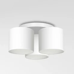 Deckenlampe Weiß Stoff Metall E27 rund Ø45 cm blendarm