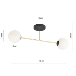 Deckenleuchte ALOISIO in Schwarz Weiß Gold 55 cm lang