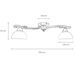 Deckenleuchte AURORA WHITE in Shabby Weiß 2-flmg