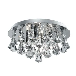 Deckenleuchte Bad IP44 Ø 38 cm rund 4x G9 Kristall Metall