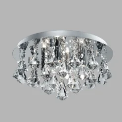 Deckenleuchte Bad IP44 Ø 38 cm rund 4x G9 Kristall Metall