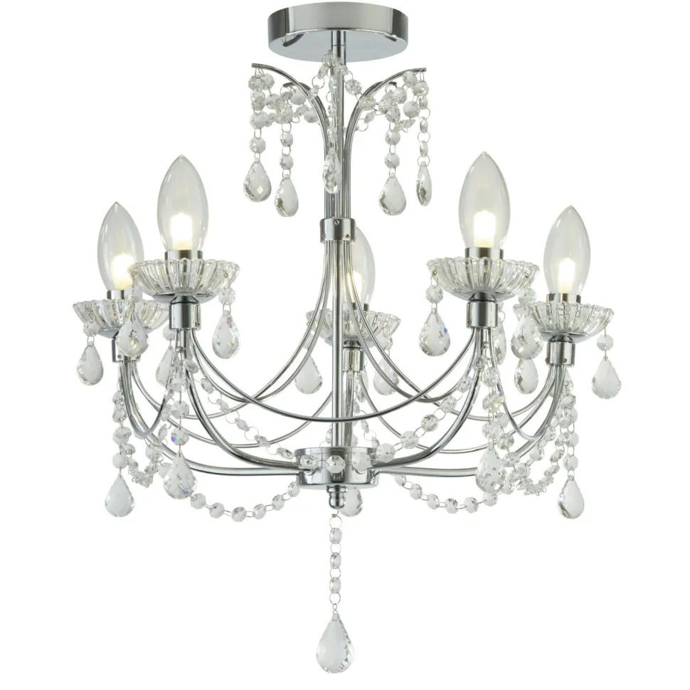 Deckenleuchte Badezimmer Ø 48 cm Kristall Metall IP44