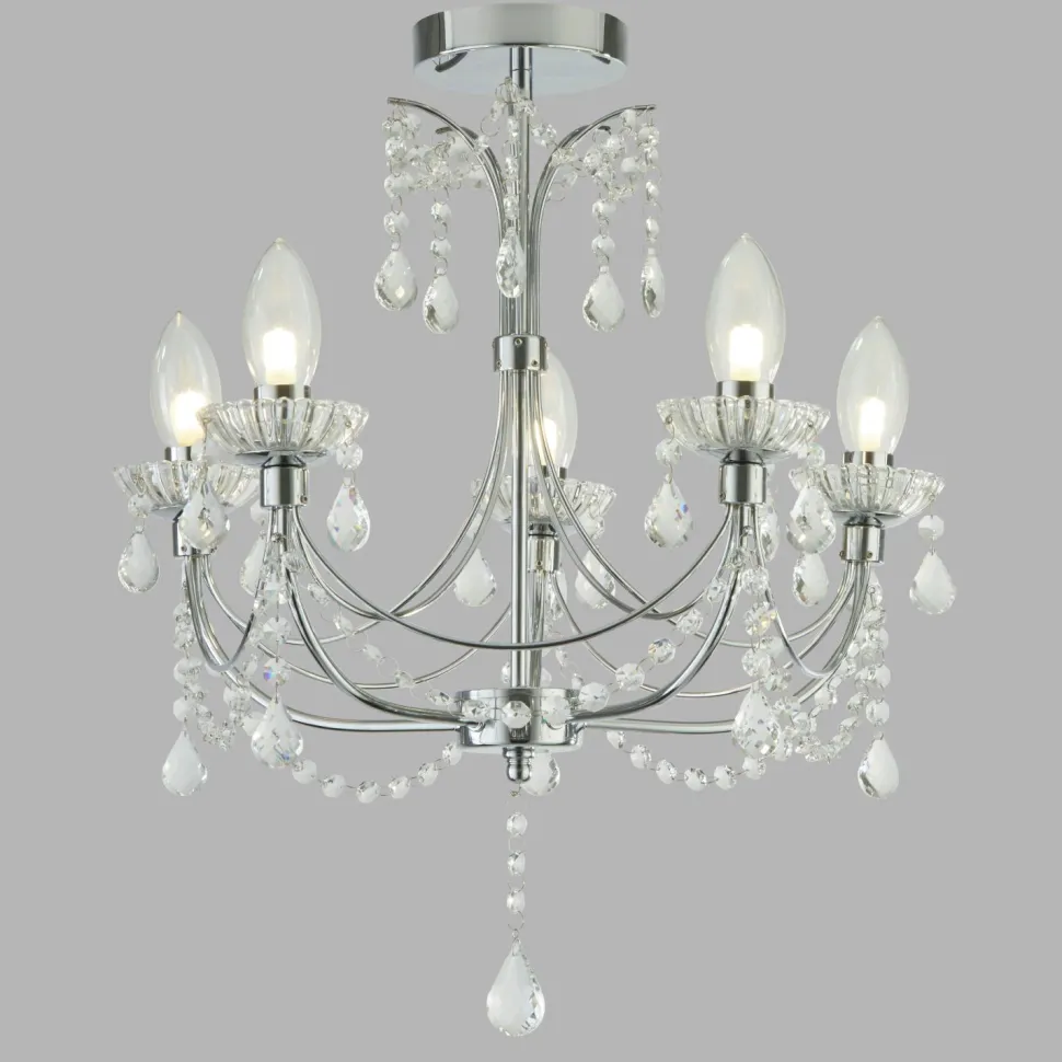 Deckenleuchte Badezimmer Ø 48 cm Kristall Metall IP44