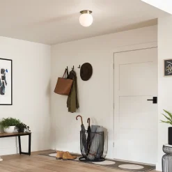 Deckenleuchte E27 Ø 20,3 cm Metall Glas in Bronze Weiß