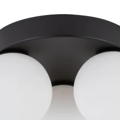 Deckenleuchte 3-flammig G9 Ø 23 cm Schwarz Weiß Glas Metall