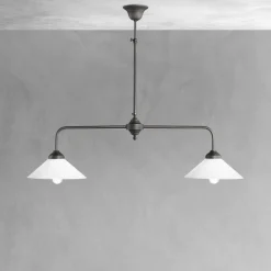 Deckenleuchte 2-flammig Messing Glas H: max. 89,5 cm E27