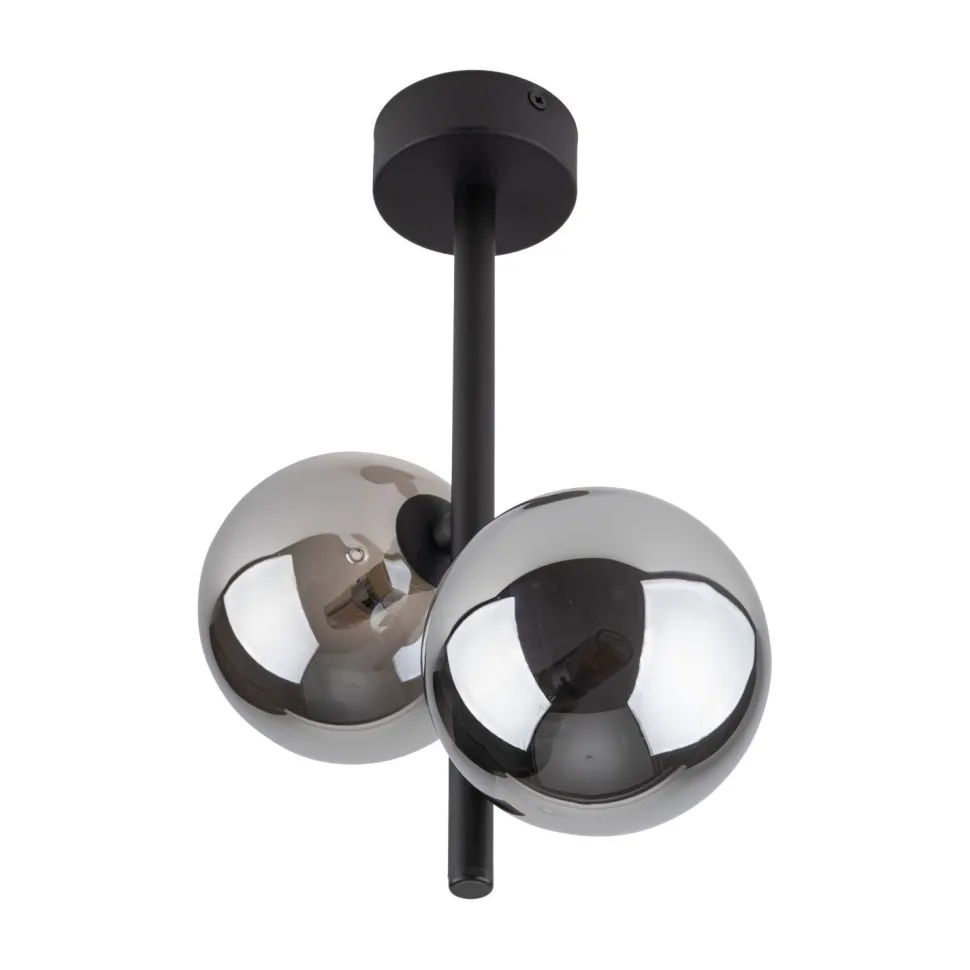 Deckenleuchte Glas Metall 2-flammig G9 Grau Schwarz