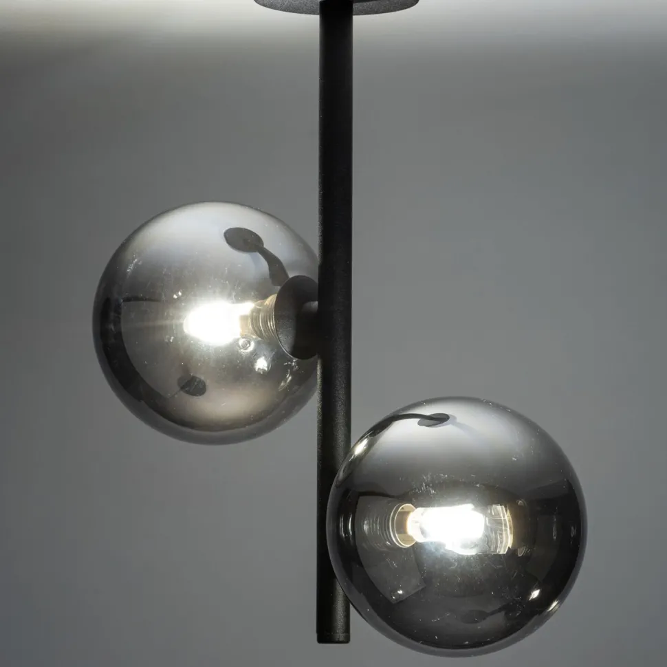 Deckenleuchte Glas Metall 2-flammig G9 Grau Schwarz