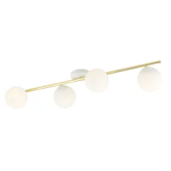 Deckenleuchte Glas Metall 100 cm lang Weiß Gold E14